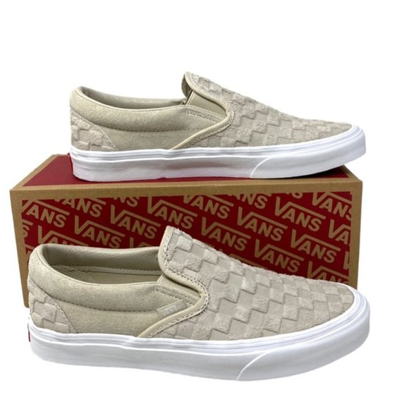 VANS Classic Slip On Embossed Check Shoes Casual Suede Oatmeal Men VN000XG8B04 - Picture 5 of 11